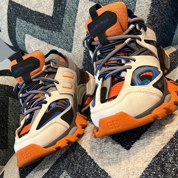 Balenciaga Men’s  Track Sneakers Orange Blue Size 7 EU 40  100% Authentic - Picture 7 of 8
